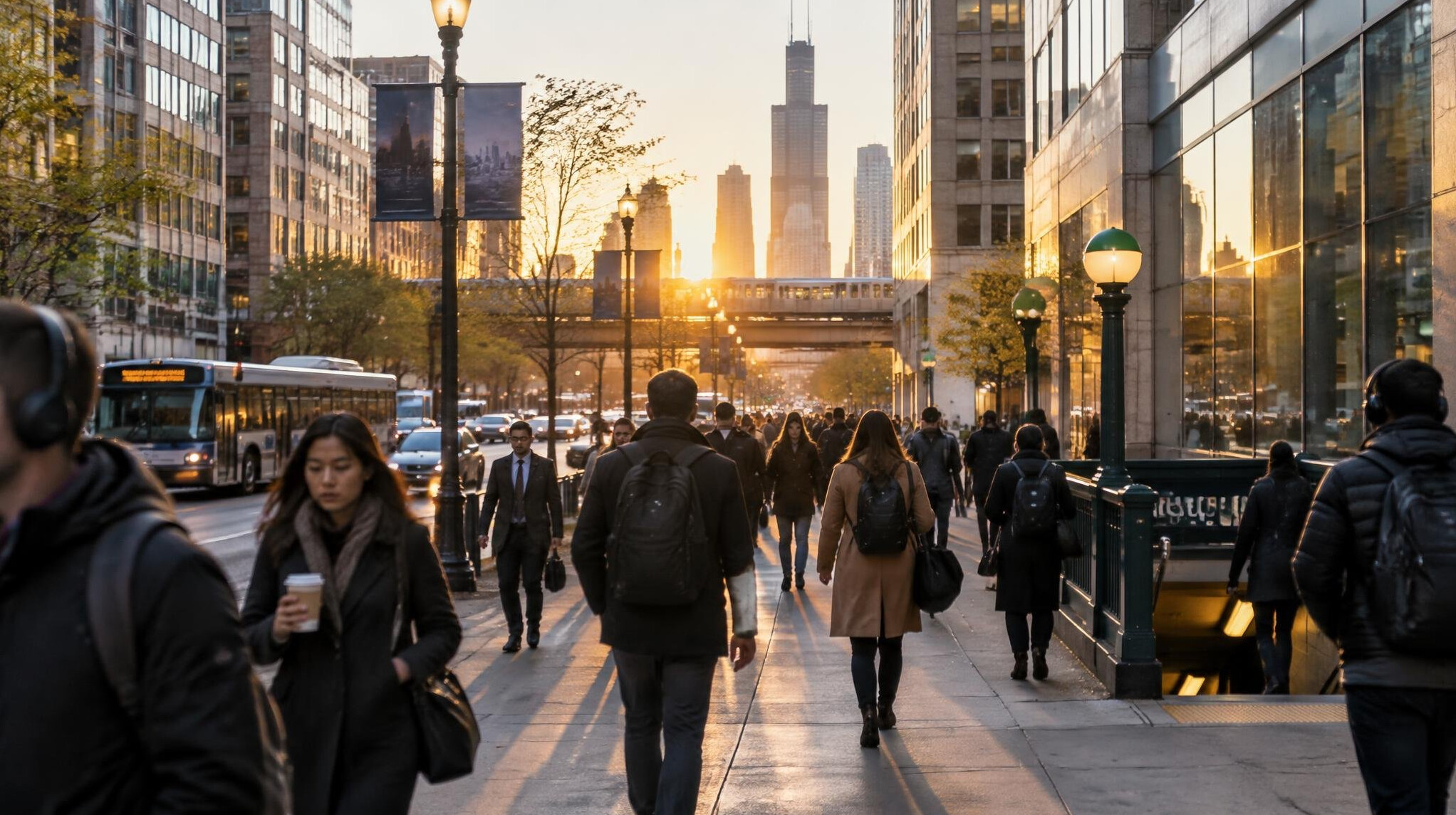 city street at dawn