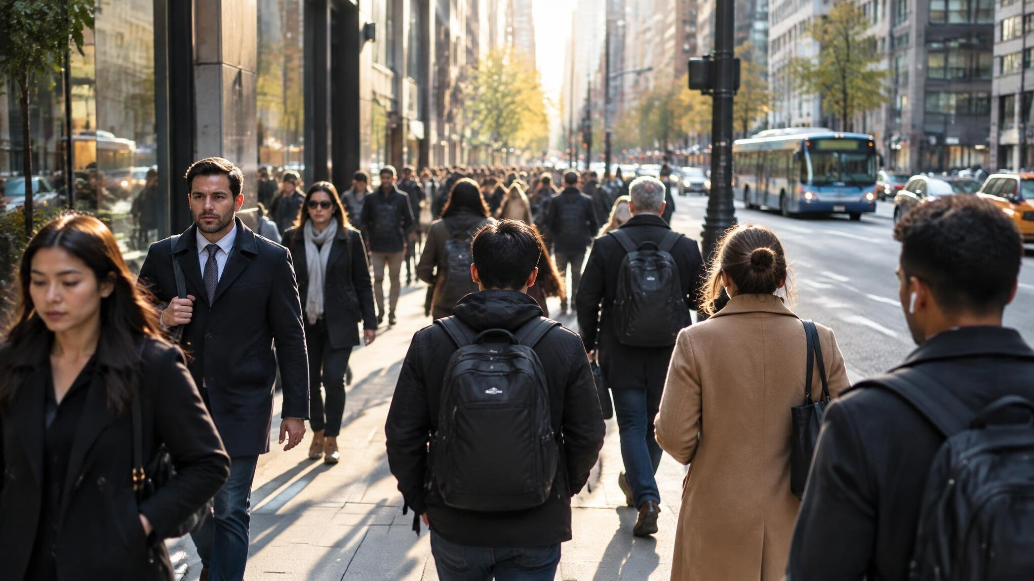 people walking on busy city street