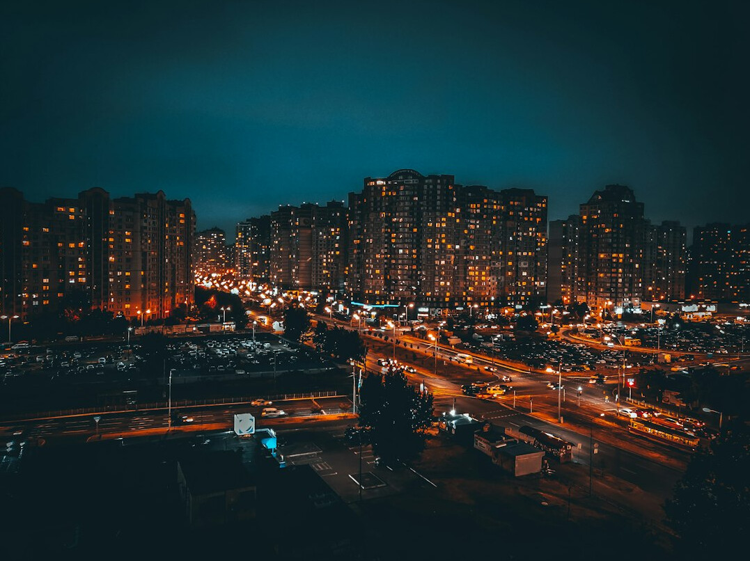 city street at night with lights