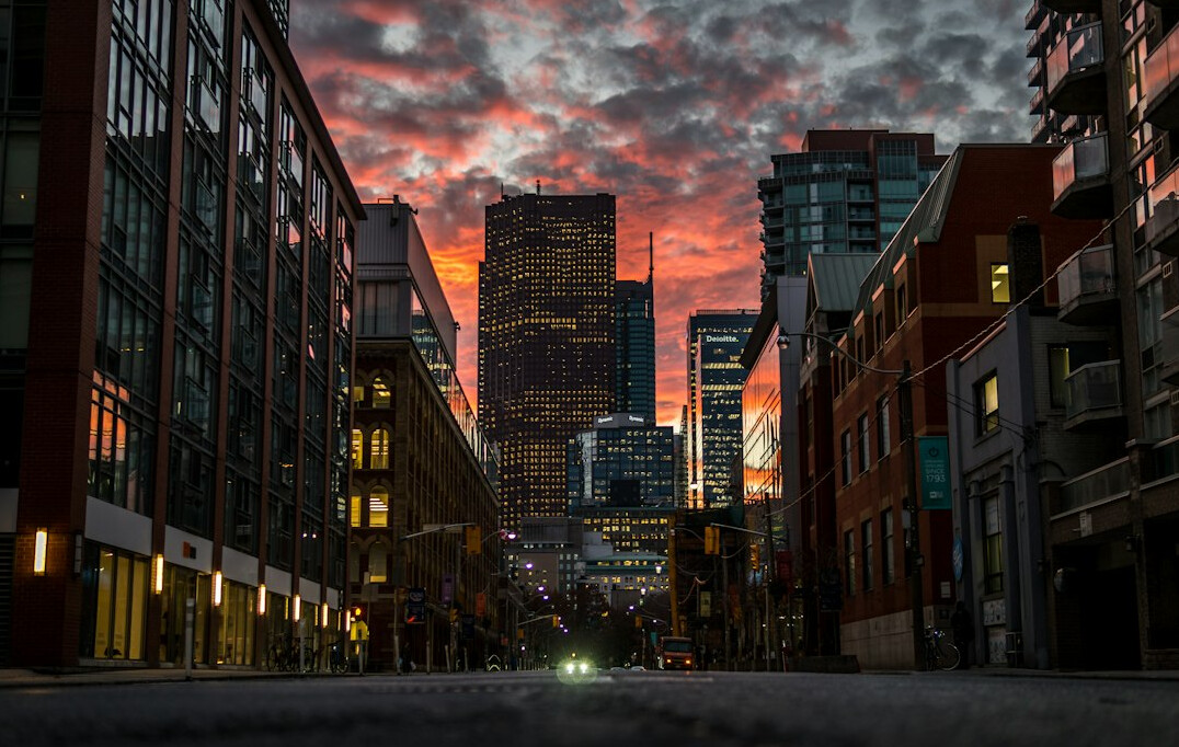 city street at dawn