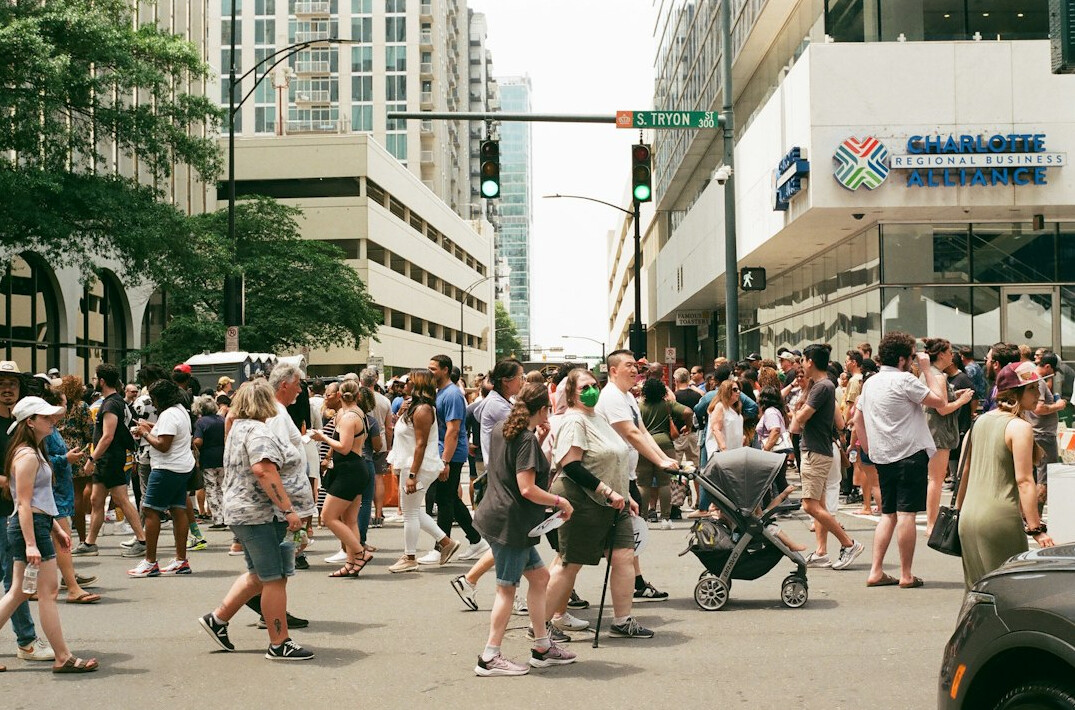people walking in city street