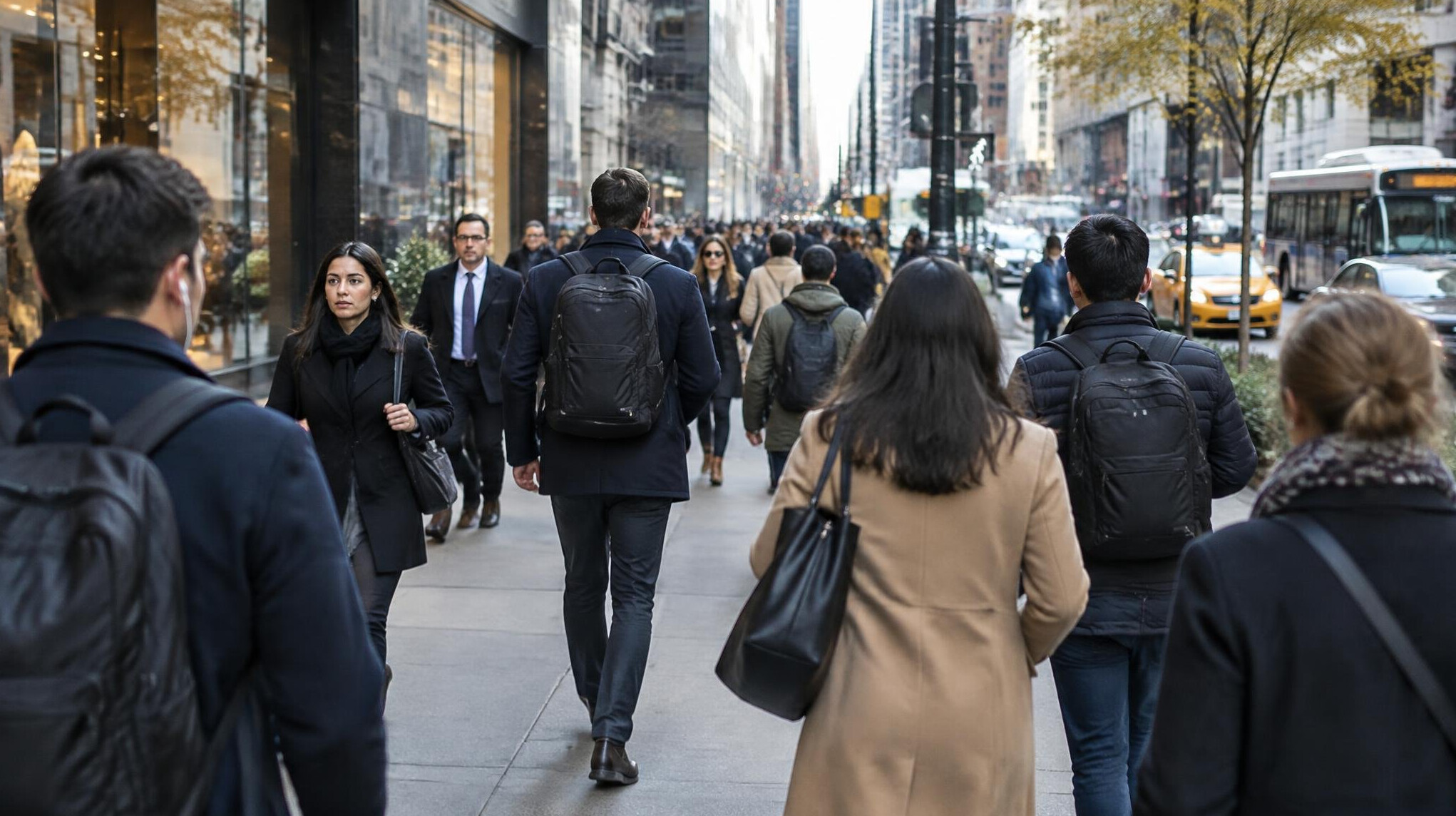 city street with pedestrians